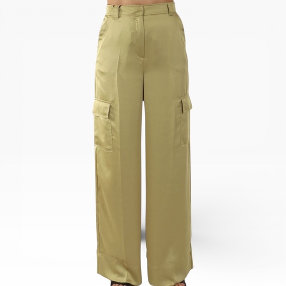 Size 14 Marella Satin Cargo Pants Pistachio Green NWT - Picture 3 of 8